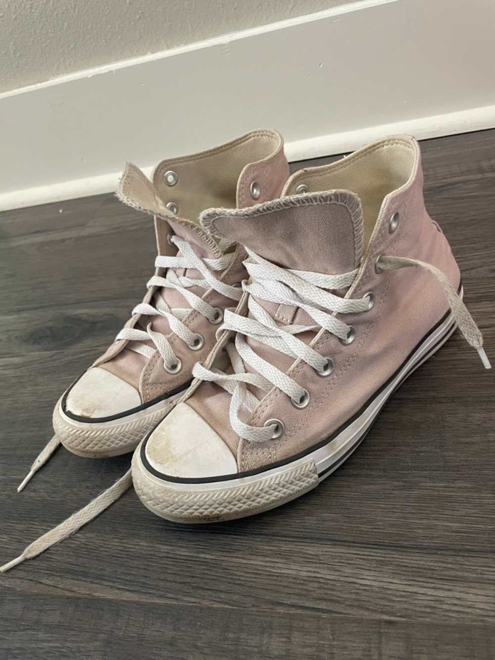 High-Top Canvas Sneakers in Light Pink - Women's Casual Shoes